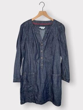 Boden Long Sleeve Half Button Down Denim Shirt Dress